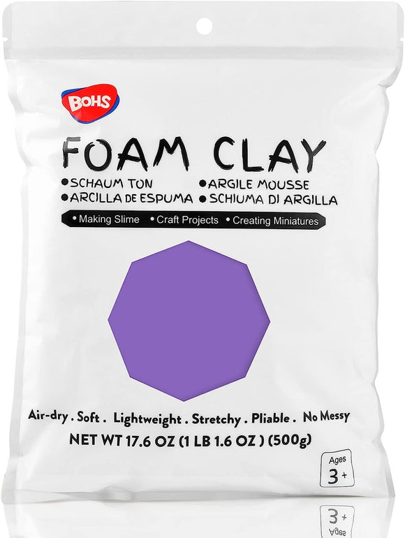 BOHS Violet Modeling Foam Clay - Squishy,Soft, Air Dry -for School Project,Cosplay,Fake Bake, Slime Supplies-1.1 Lbs/ 500 Grams