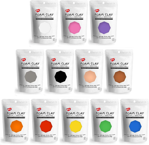 BOHS 12-Colors Foam Modeling Clay - Squishy, Air Dry, Soft - for Cosplay,School Projects,Baby Hand Print,Slime - Gifts for Adult and Kids - 12 pcs,2.65 lbs,Ages 3 & Up