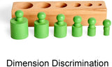 6 Pegs Mini Knobbed Cylinder Blocks Montessori - 6.7 Inches - Colorful Wooden Early Home School Toy - 4pcs Set