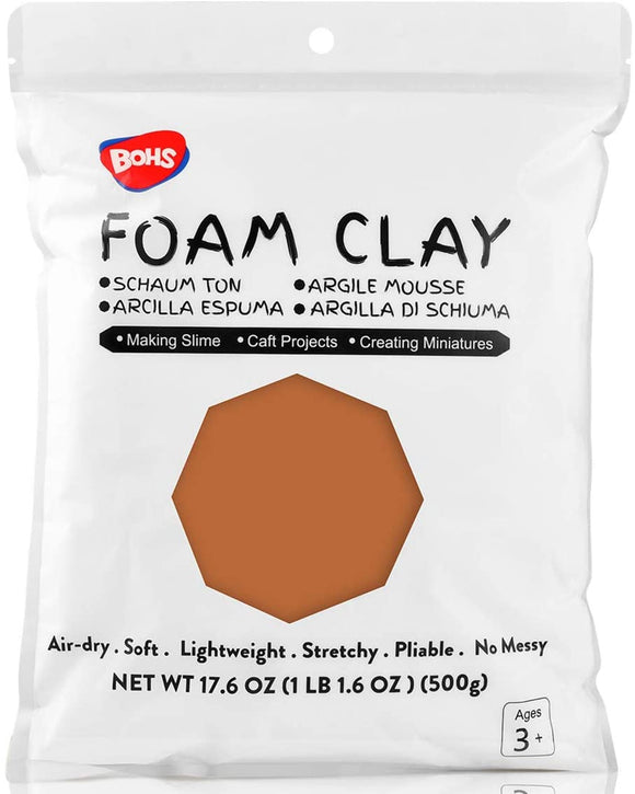 BOHS Milk Chocolate Brown Modeling Foam Clay - Squishy,Soft, Air Dry -for School Project,Cosplay,Fake Bake, Slime Supplies-1.1 Lbs/ 500 Grams
