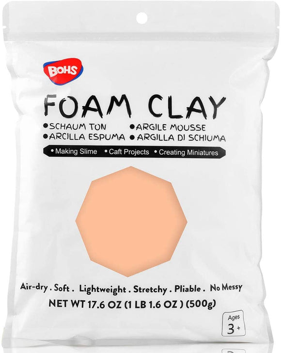 BOHS Peach Skin Modeling Foam Clay - Squishy,Soft, Air Dry -for School Project,Cosplay,Fake Bake, Slime Supplies-1.1 Lbs/ 500 Grams