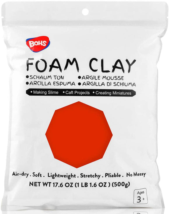 BOHS Red Modeling Foam Clay - Squishy,Soft, Air Dry -for School Project,Cosplay,Fake Bake, Slime Supplies-1.1 Lbs/ 500 Grams
