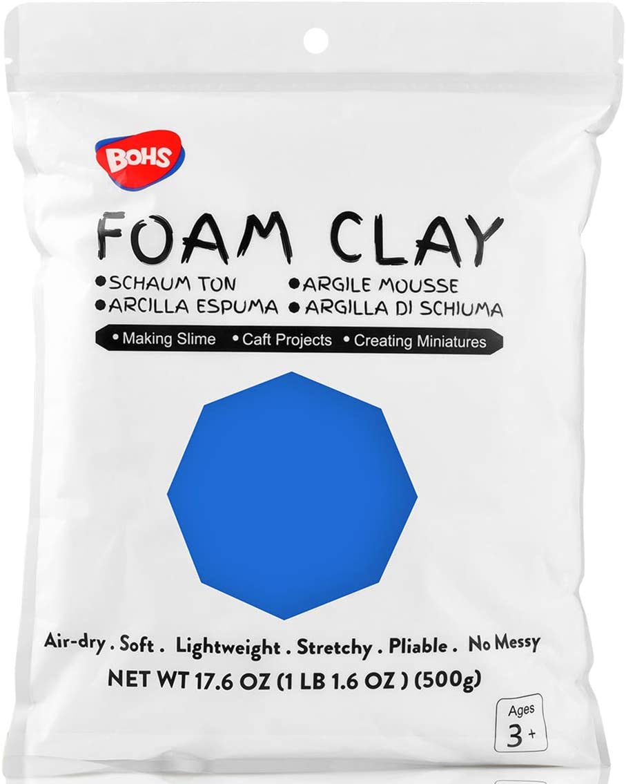 BOHS Blue Squishy Slime and Foam Modeling Clay, Air Dry, for School Arts & Crafts Project,1.1 Pound/500g