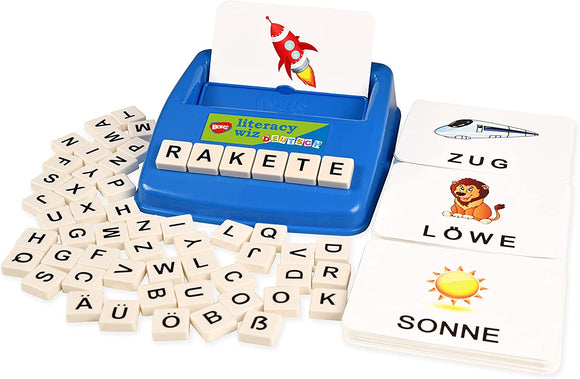 BOHS German Literacy Wiz Fun Game - 120 Words 60 Flash Cards - Preschool Language Learning Educational Toys