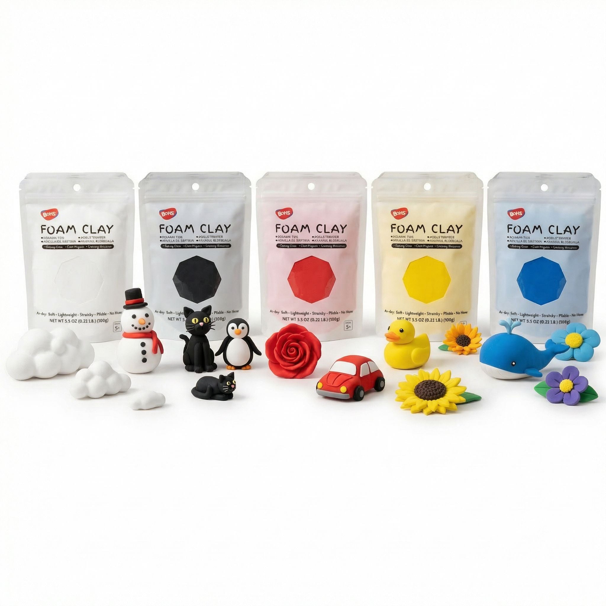 BOHS Primary Colors Ultra-Light Slime and Foam Modeling Clay, Air Dry, Arts & Crafts-1.1 Pound / 500 Grams