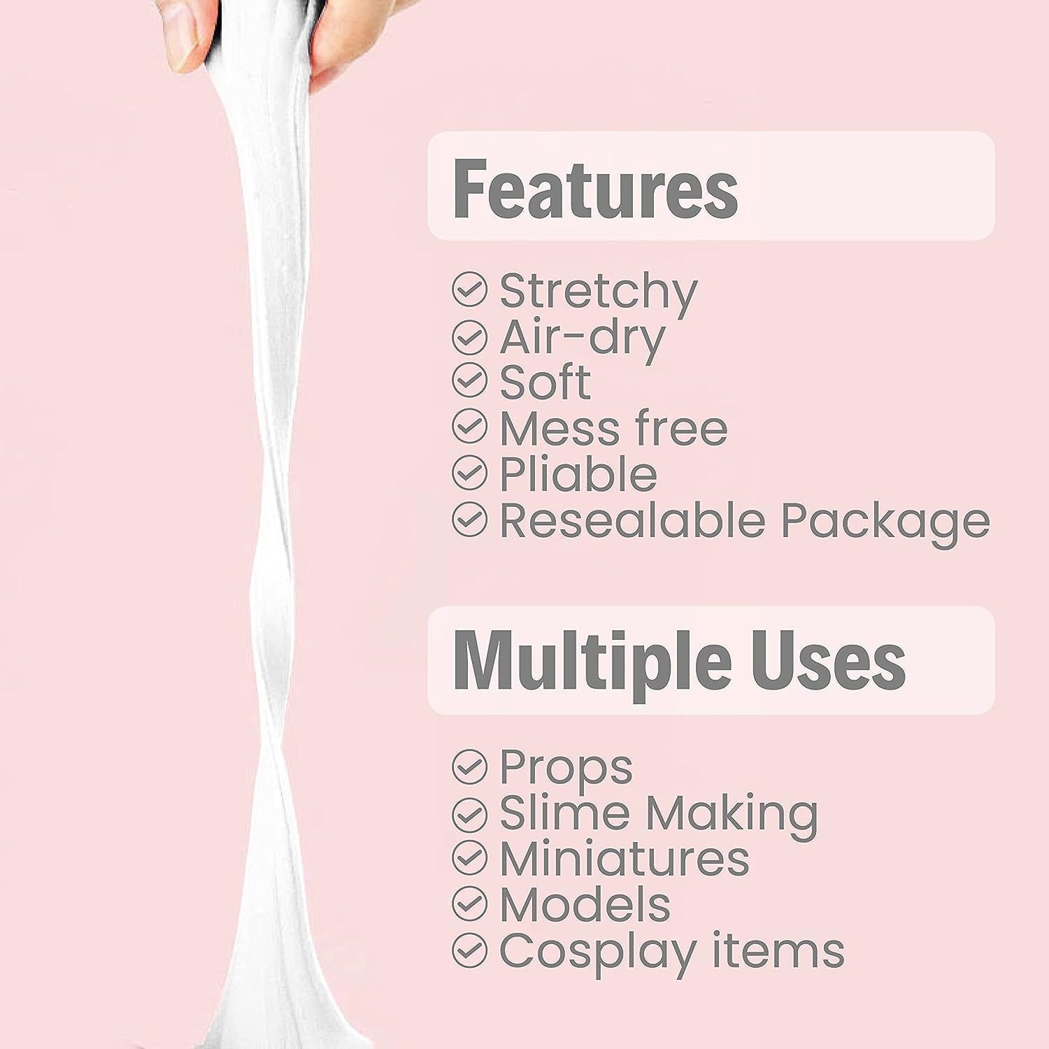 BOHS White Foam Clay,3pcs 3.3 Lbs - Squishy,Soft, Air Dry -for School Project,Cosplay Mask, Slime Addition Supplies