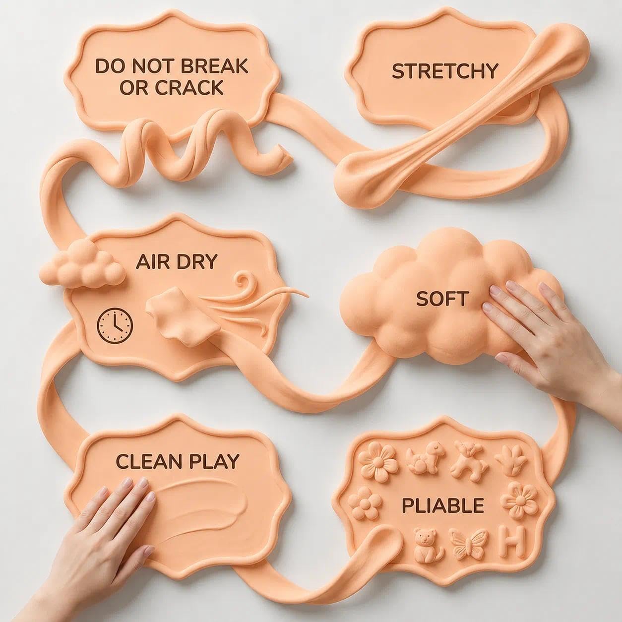 BOHS Peach Skin Modeling Foam Clay - Squishy,Soft, Air Dry -for School Project,Cosplay,Fake Bake, Slime Supplies-1.1 Lbs/ 500 Grams BOHS Toys