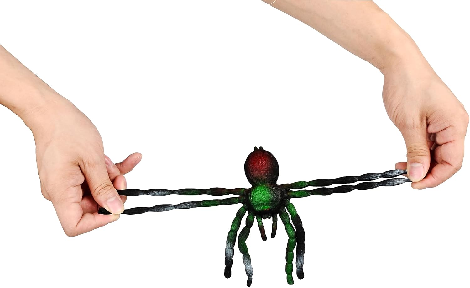 BOHS Jiggly Spider Mom and Spiderlings - Stretch & Squeeze - 4-Piece Rubber Realistic Big Soft - Halloween Squishy Toy - Prank Bugs