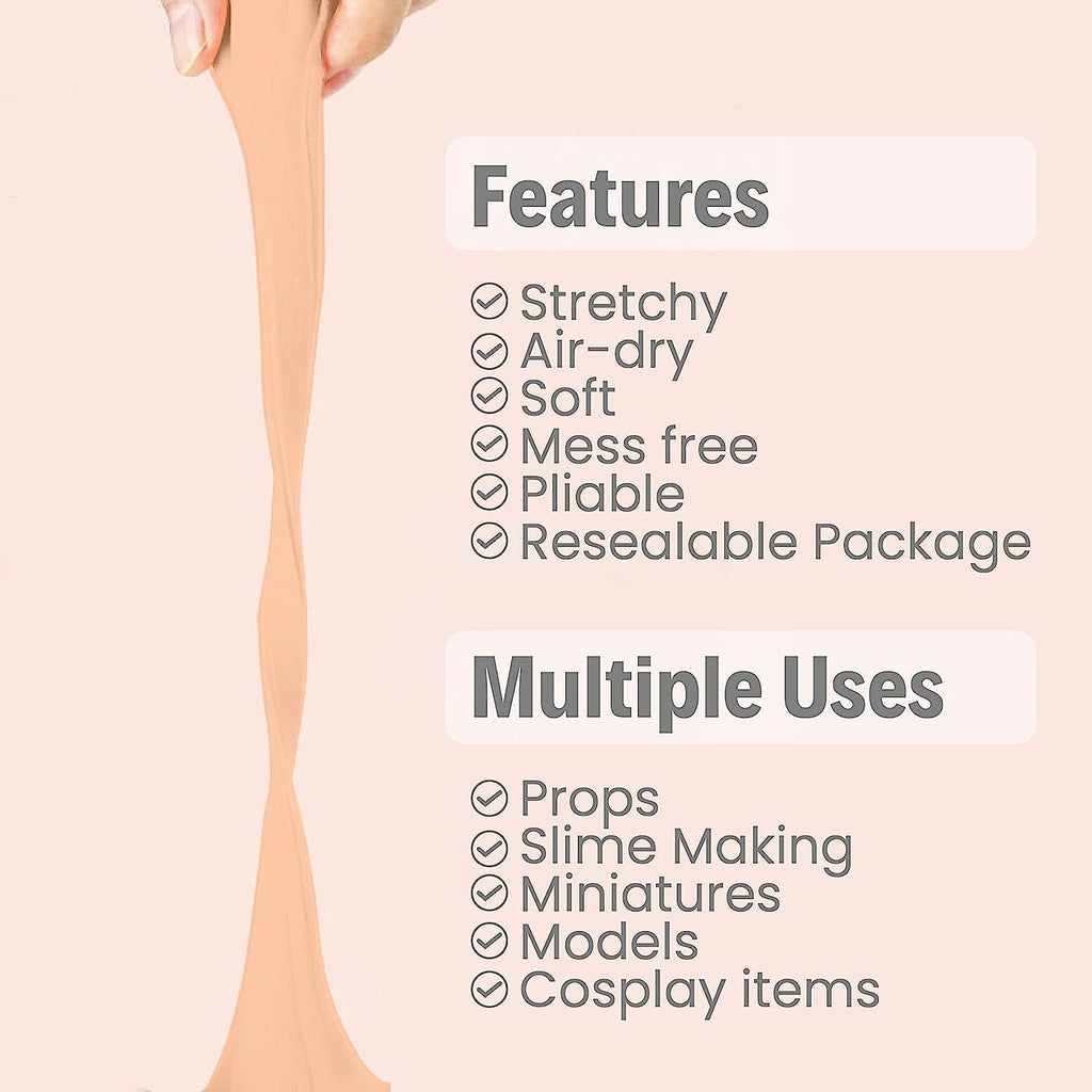 BOHS Peach Skin Modeling Foam Clay - Squishy,Soft, Air Dry -for School Project,Cosplay,Fake Bake, Slime Supplies-1.1 Lbs/ 500 Grams