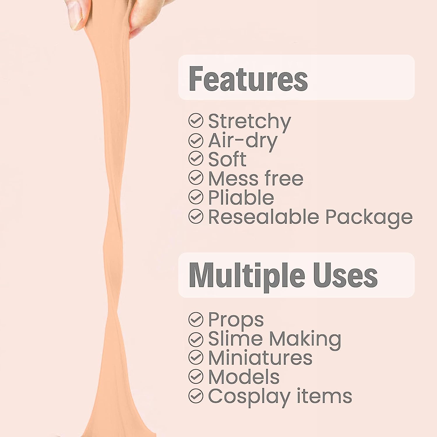 BOHS Arcilla de modelado de espuma y limo ultraligero de color piel de melocotón, secado al aire, para artes y manualidades preescolares, 1.1 libras/500 g