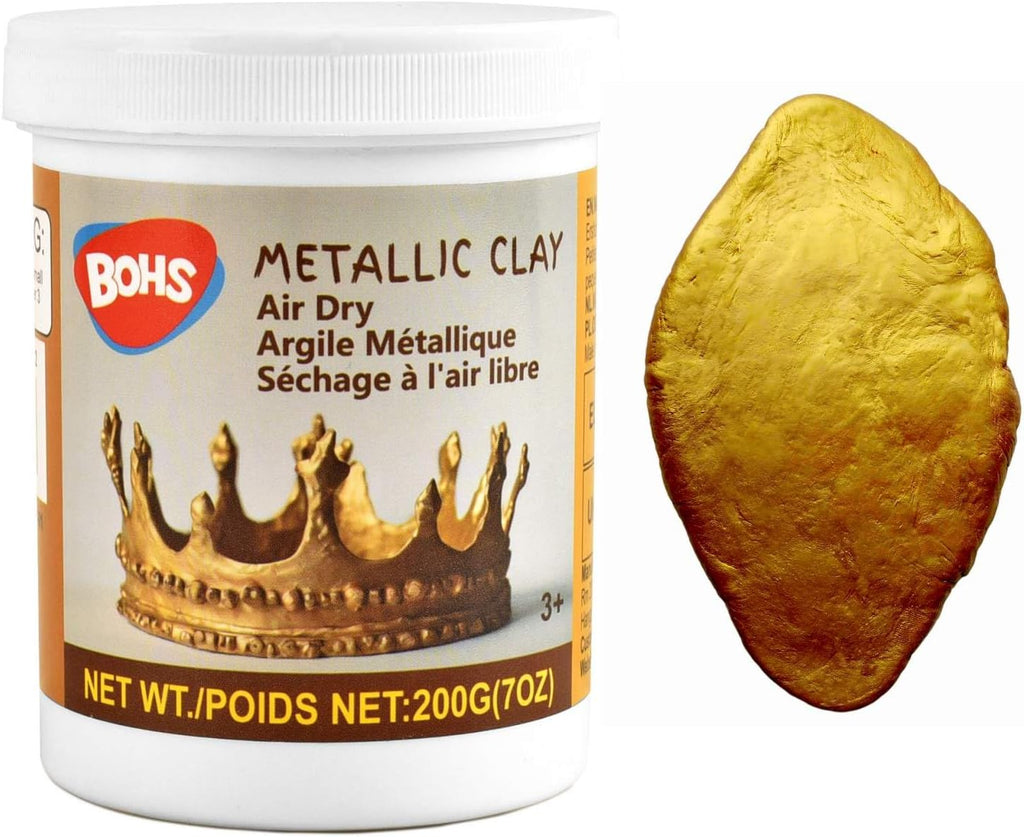 BOHS Golden Metallic Clay - 200g,Air Dry,Shiny - for Item Decoration, Figures,Props Sculpting Materials