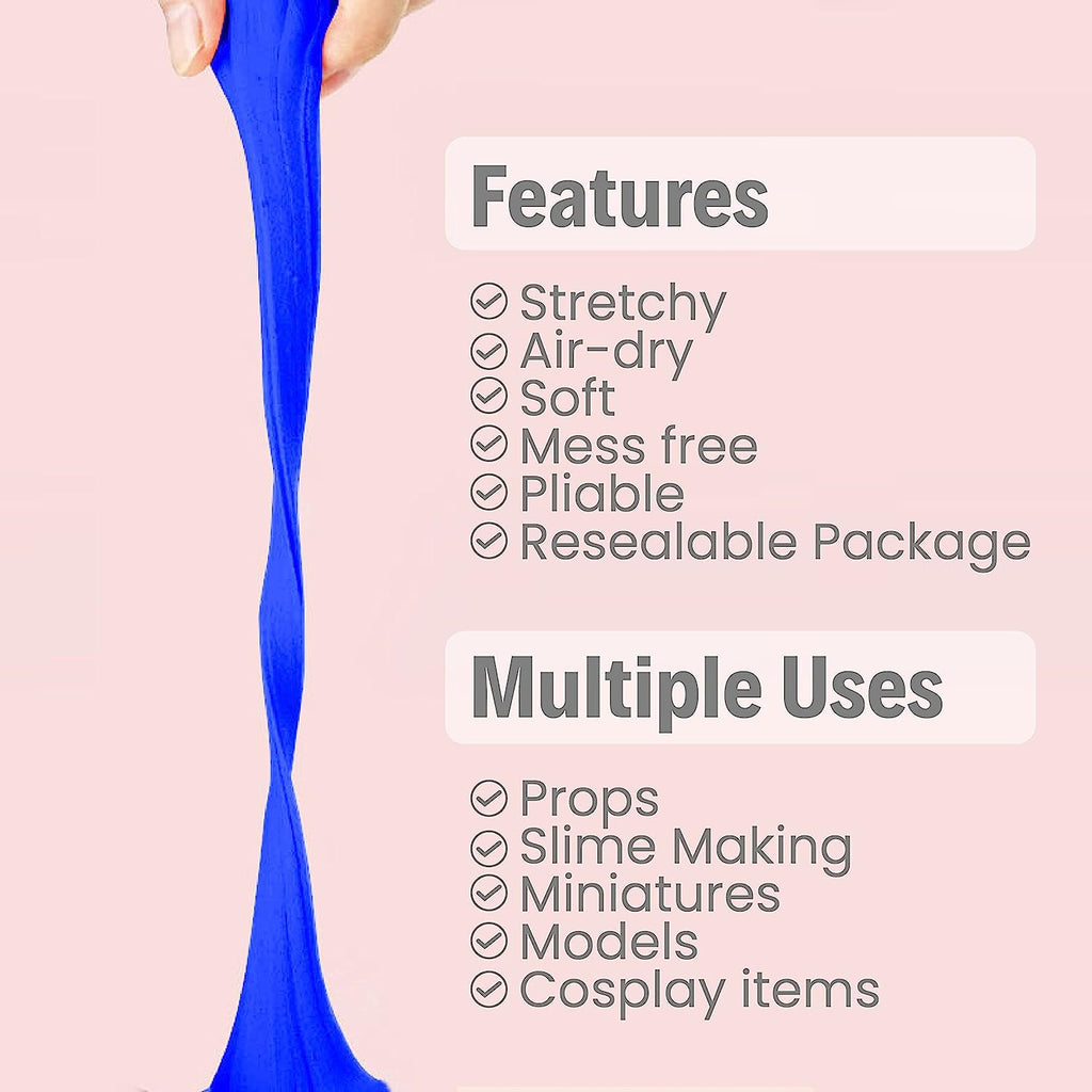 BOHS Blue Modeling Foam Clay - Squishy,Soft, Air Dry -for School Project,Cosplay,Fake Bake, Slime Supplies-1.1 Lbs/ 500 Grams