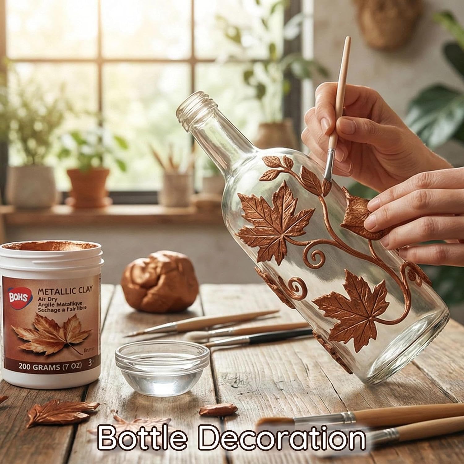 BOHS Copper Metallic Clay - 200g,Air Dry,Shiny - for Item Decoration, Figures,Props Sculpting Materials
