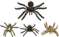 BOHS Jiggly Spider Mom and Spiderlings - Stretch & Squeeze - 4-Piece Rubber Realistic Big Soft - Halloween Squishy Toy - Prank Bugs