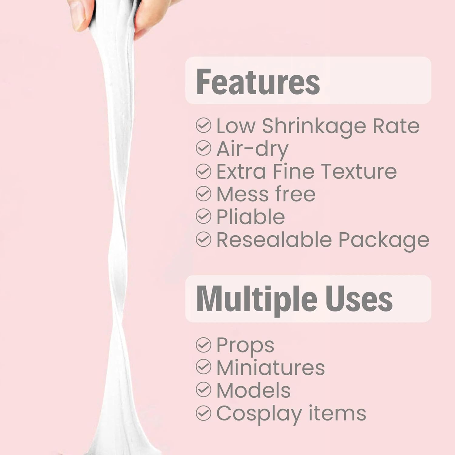 BOHS 24-Colors Foam Clay - for Cosplay,School Projects,Hand/Paw Print - Air Dry,Fine Texture,Pliable - 24 pcs,2.65 lbs,Ages 3 & Up