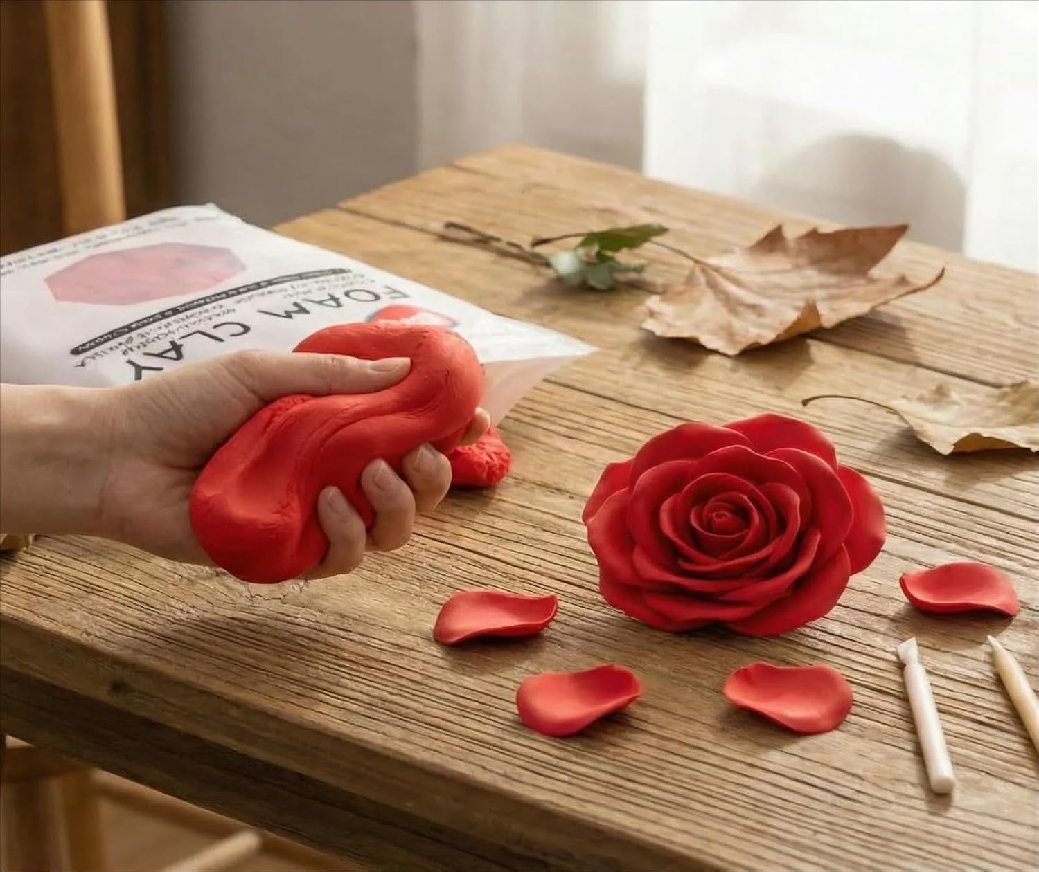 BOHS Red Modeling Foam Clay - Squishy,Soft, Air Dry -for School Project,Cosplay,Fake Bake, Slime Mix-ins -1.1 Lbs/ 500 Grams BOHS Toys