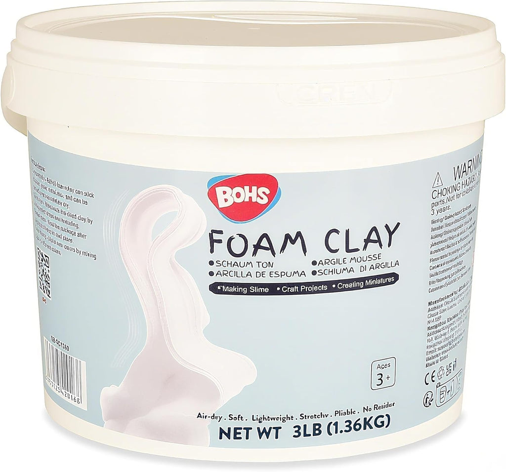 BOHS White Squishy Slime and Modeling Foam Clay, Air Dry, for School Arts & Crafts Project ,3 Pound/ 1.36 KG, Age 3 Years & up