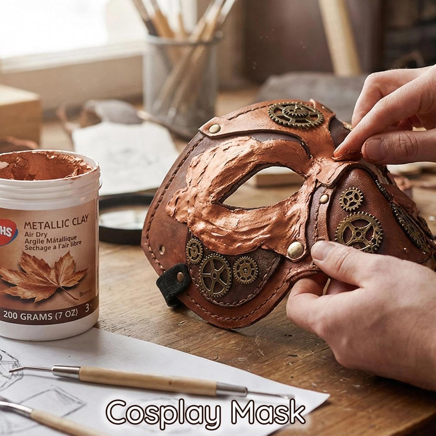 BOHS Copper Metallic Clay - 200g,Air Dry,Shiny - for Item Decoration, Figures,Props Sculpting Materials