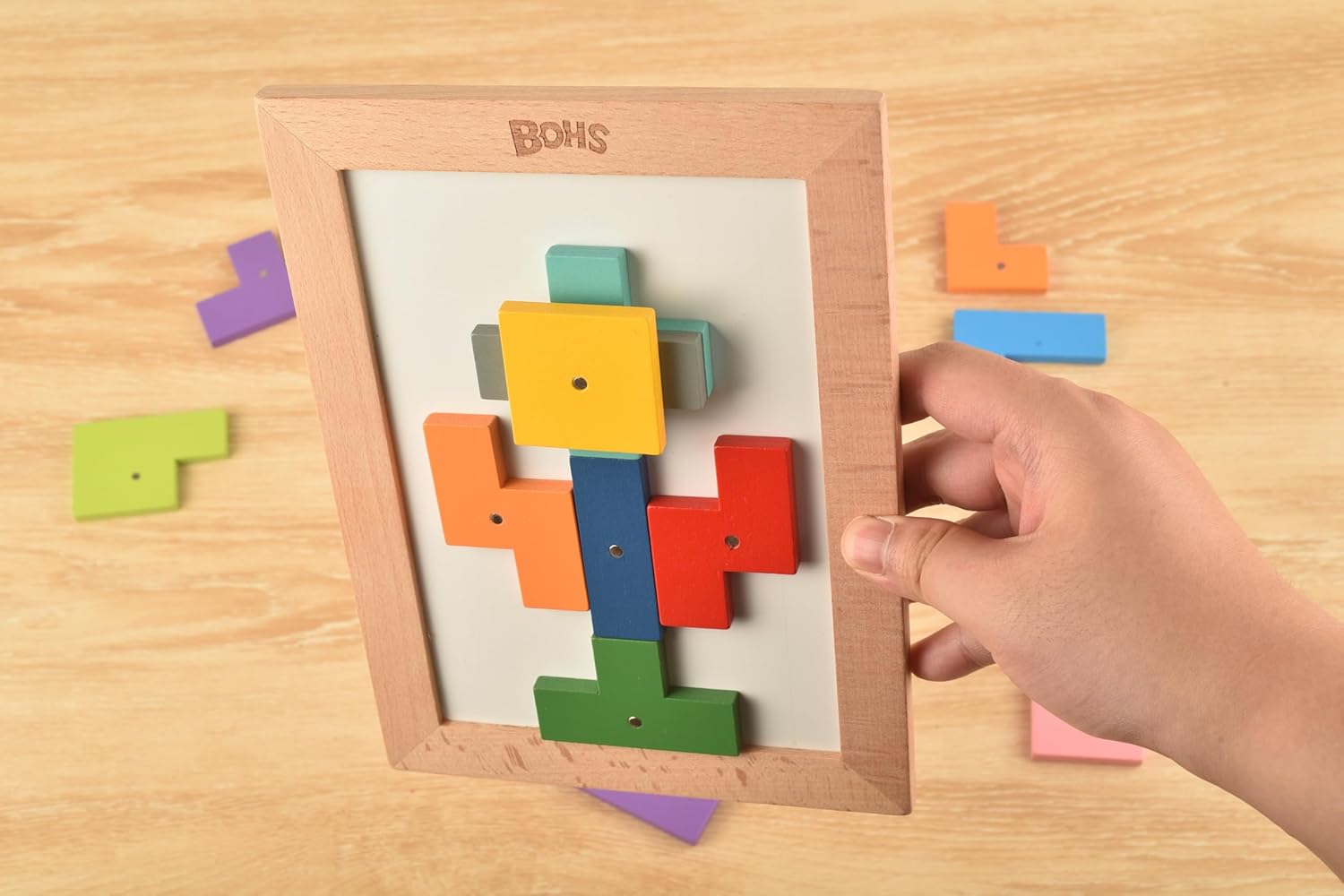 thumbnail image 2 of Aazon.co: Kiapeak Wooden Stacking Puzzle Toy, 3D Russian Block Puzzle 2 of 11