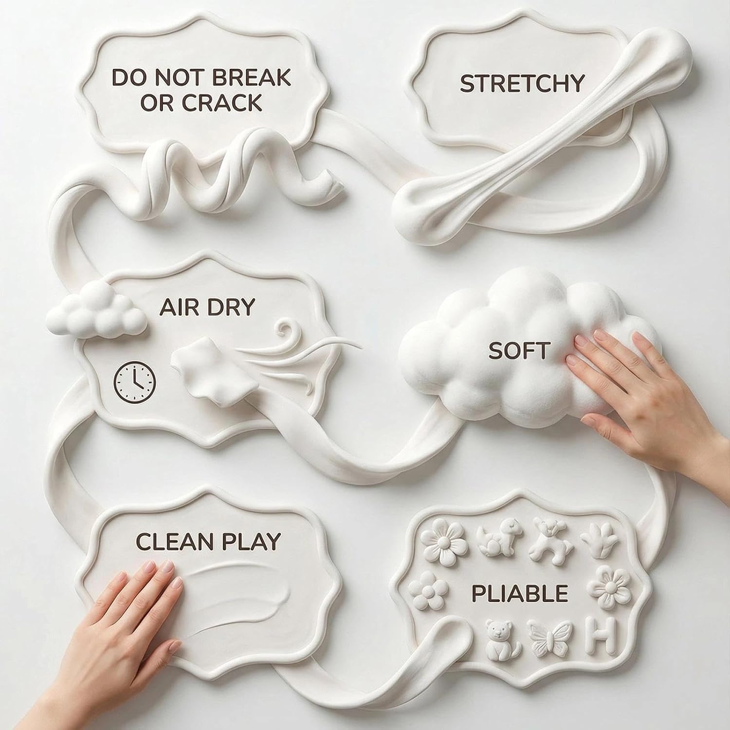 BOHS White Foam Clay,3pcs 3.3 Lbs - Squishy,Soft, Air Dry -for School Project,Cosplay Mask, Slime Addition Supplies BOHS Toys