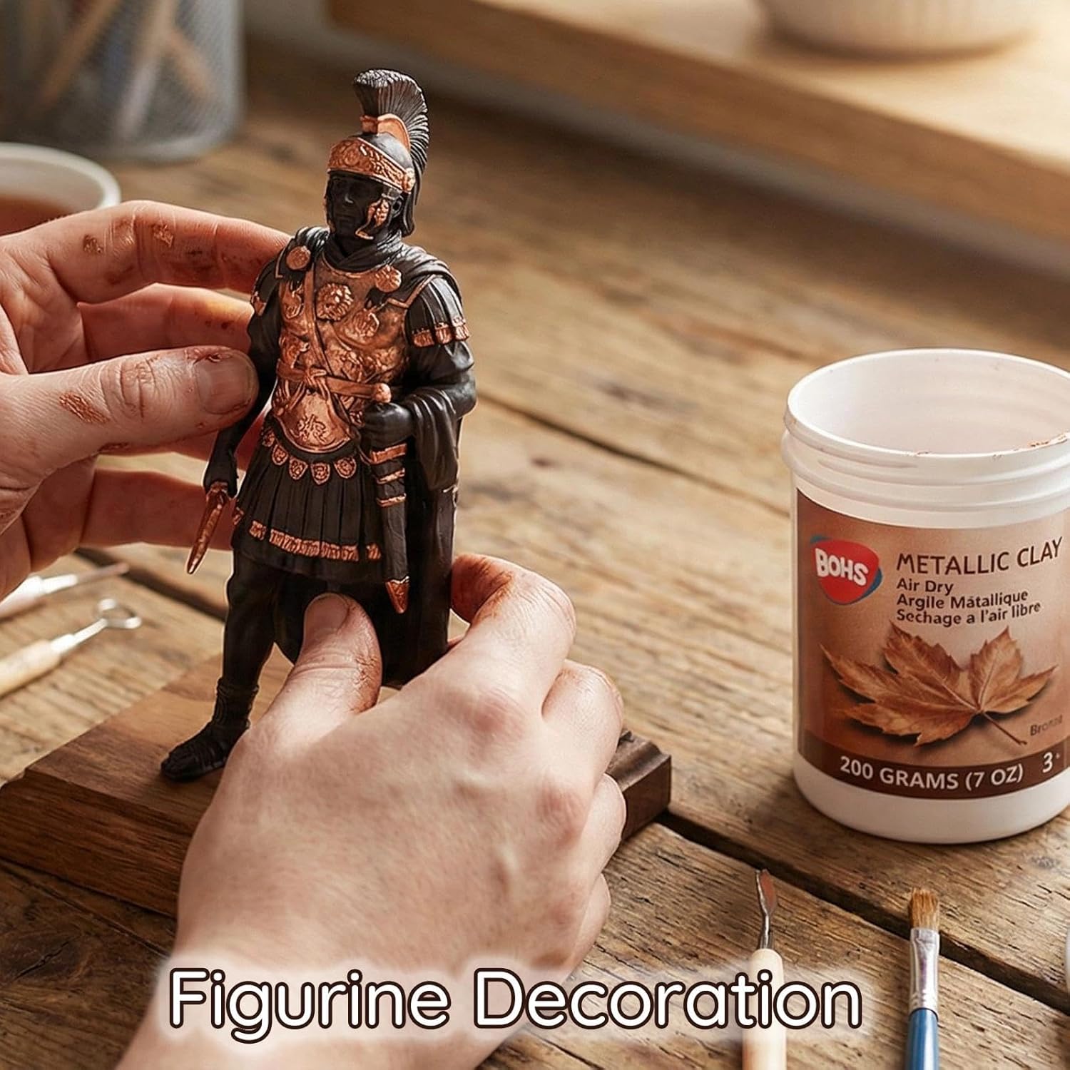 BOHS Copper Metallic Clay - 200g,Air Dry,Shiny - for Item Decoration, Figures,Props Sculpting Materials