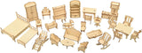 BOHS Scale 1:12 Dollhouse Furniture Set - Wooden 3D Puzzles - 28 PCS Dollhouse Furniture for Six Rooms