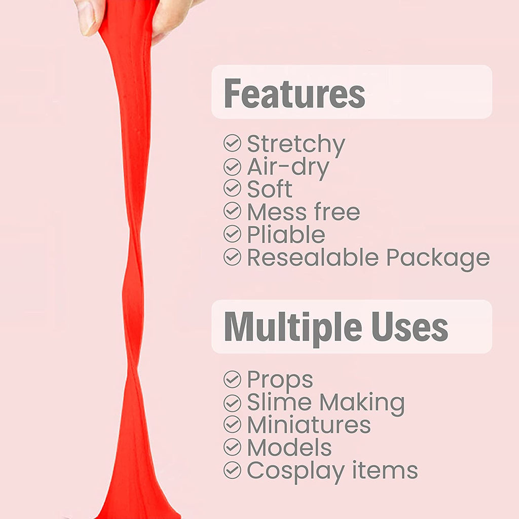 BOHS Red Modeling Foam Clay - Squishy,Soft, Air Dry -for School Project,Cosplay,Fake Bake, Slime Mix-ins -1.1 Lbs/ 500 Grams