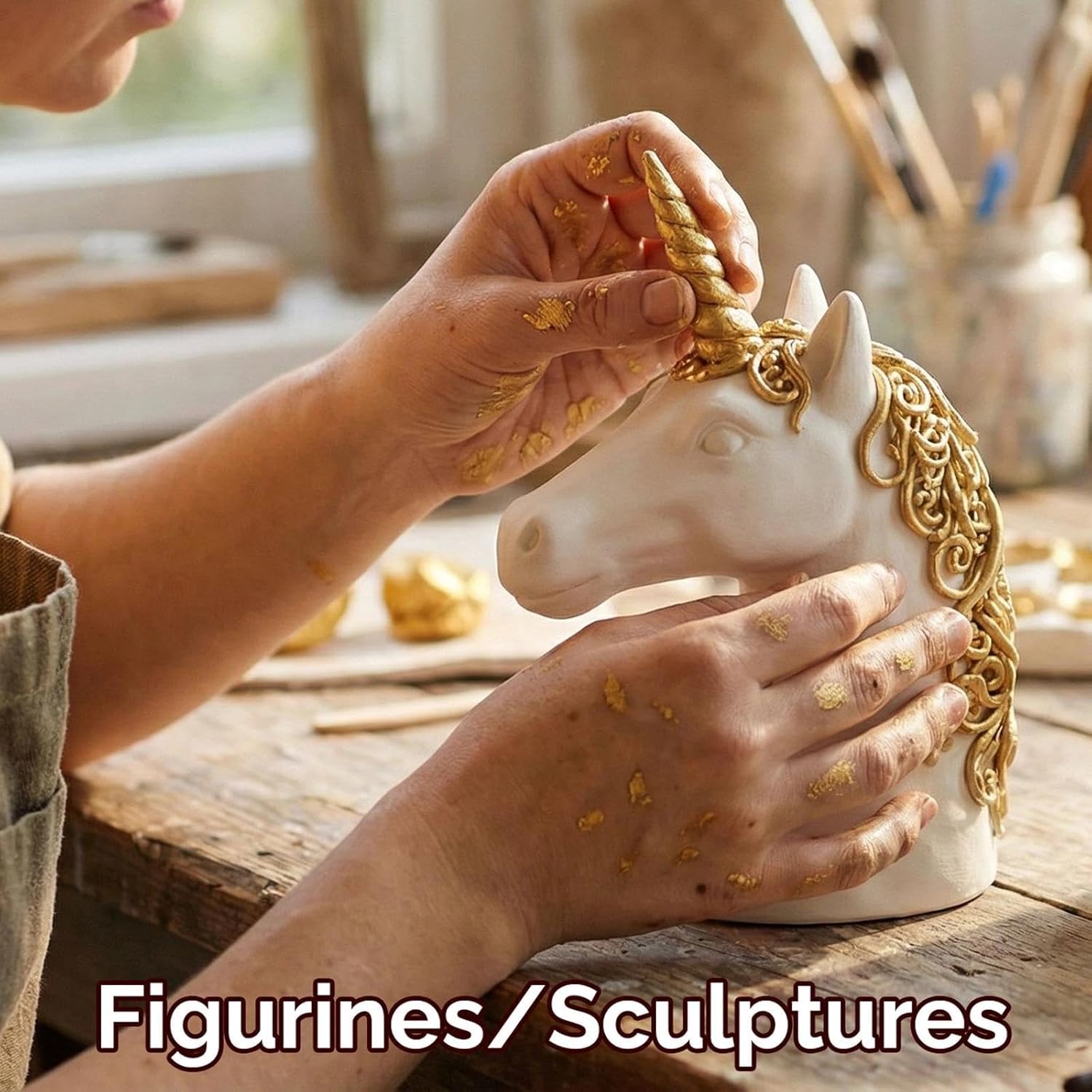 BOHS Golden Metallic Clay - 200g,Air Dry,Shiny - for Item Decoration, Figures,Props Sculpting Materials