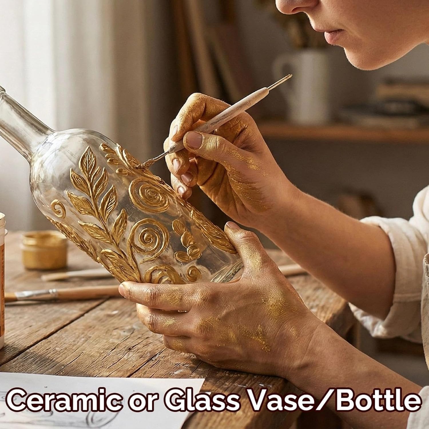 BOHS Golden Metallic Clay - 200g,Air Dry,Shiny - for Item Decoration, Figures,Props Sculpting Materials