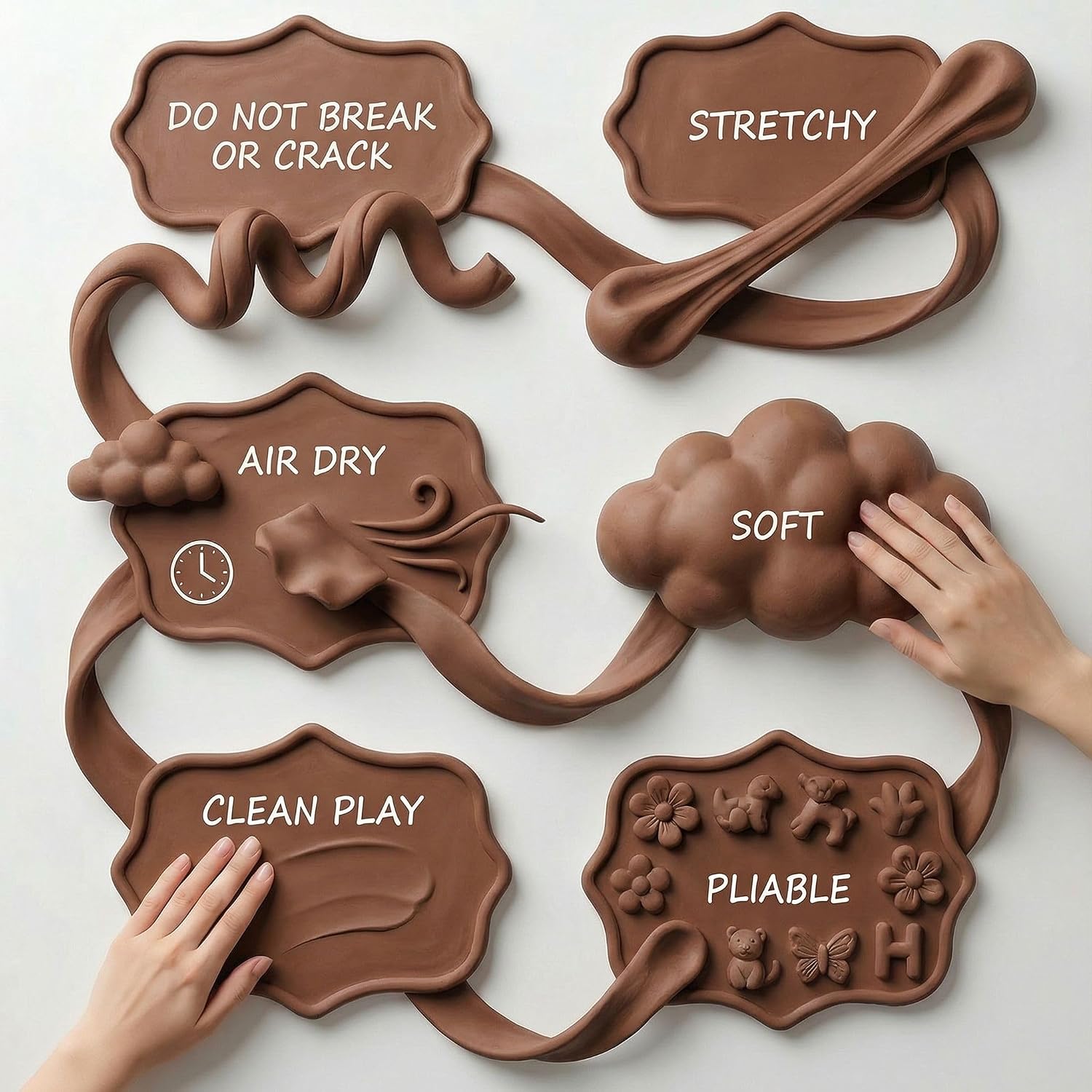 BOHS Brown Modeling Foam Clay - Squishy,Soft, Air Dry -for School Project,Cosplay,Fake Bake, Slime Supplies-1.1 Lbs/ 500 Grams BOHS Toys