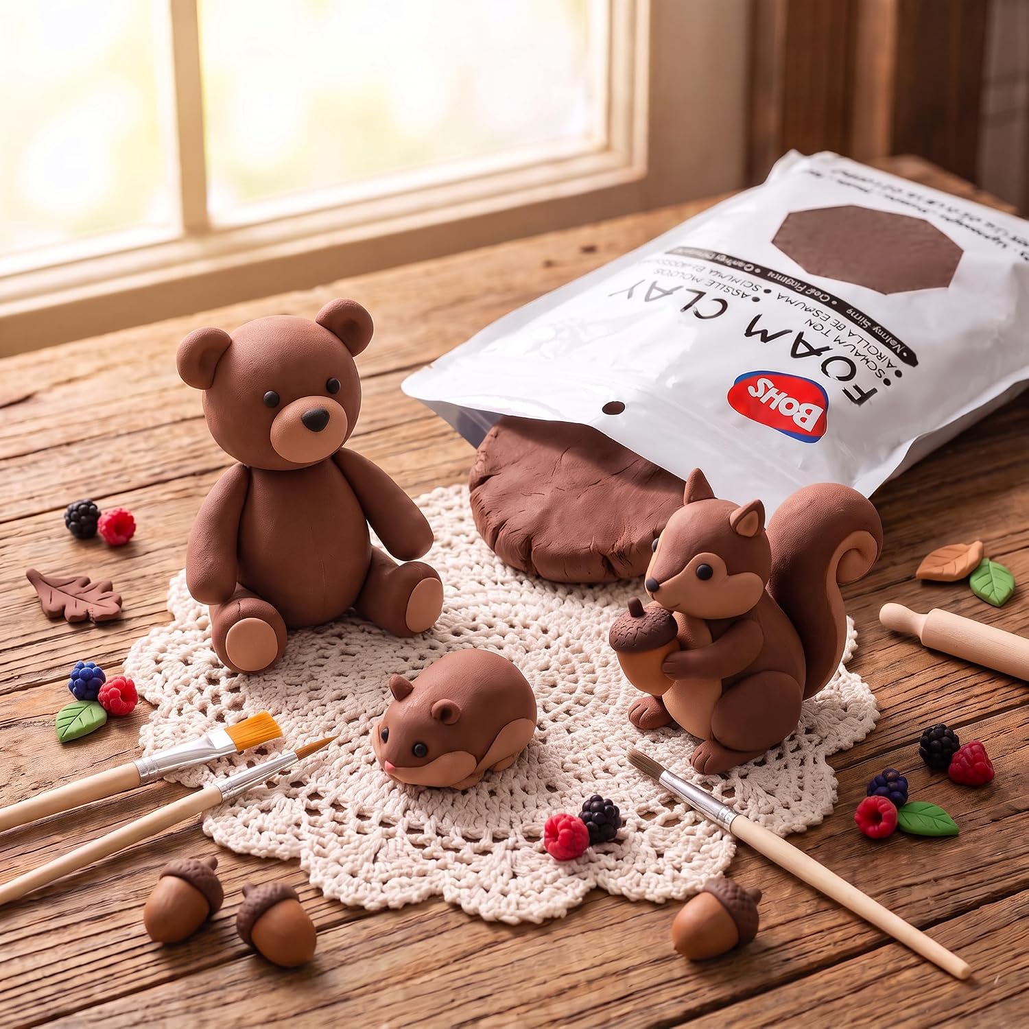 BOHS Brown Modeling Foam Clay - Squishy,Soft, Air Dry -for School Project,Cosplay,Fake Bake, Slime Supplies-1.1 Lbs/ 500 Grams BOHS Toys