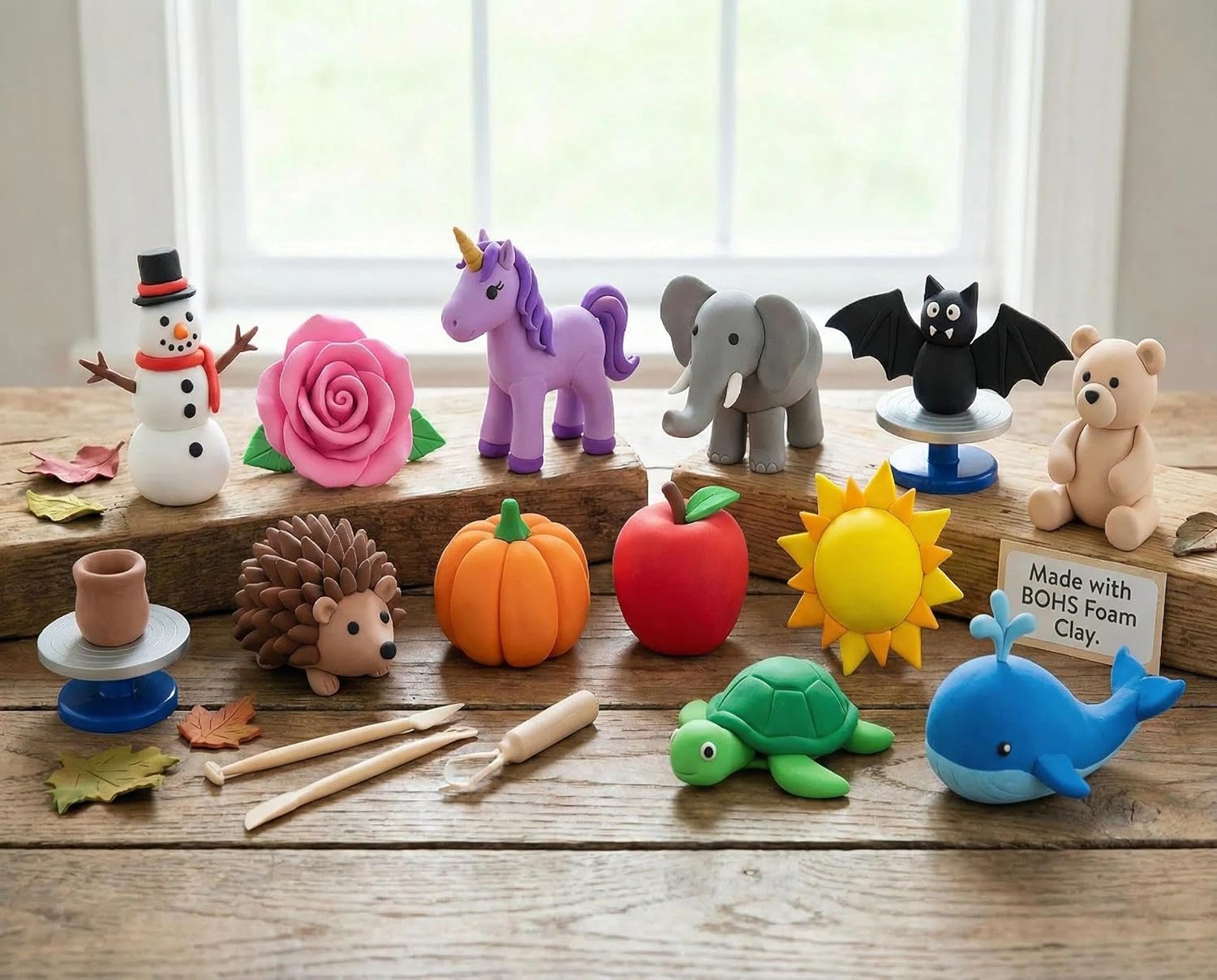 BOHS 24-Colors Foam Clay Pro - for Cosplay,School Projects,Hand/Paw Print - Air Dry,Fine Texture,Pliable - 24 pcs,2.65 lbs,Ages 3 & Up