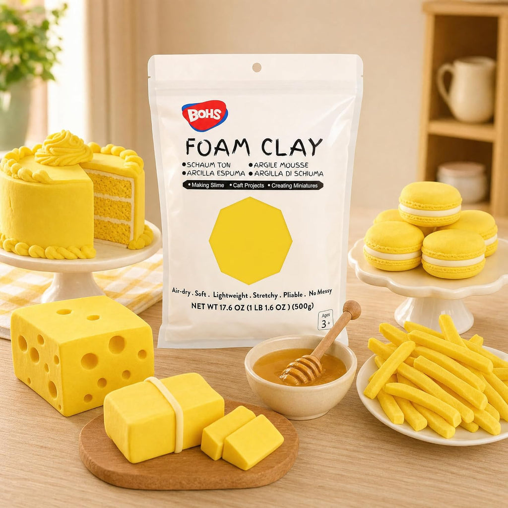 BOHS Super Light Slime & Modeling Clay, Air Dry, for Preschool Arts & Crafts,1.1 Pound/500Grams (Gold Yellow) BOHS Toys