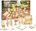BOHS Scale 1:12 Dollhouse Furniture Set - Wooden 3D Puzzles - 28 PCS Dollhouse Furniture for Six Rooms