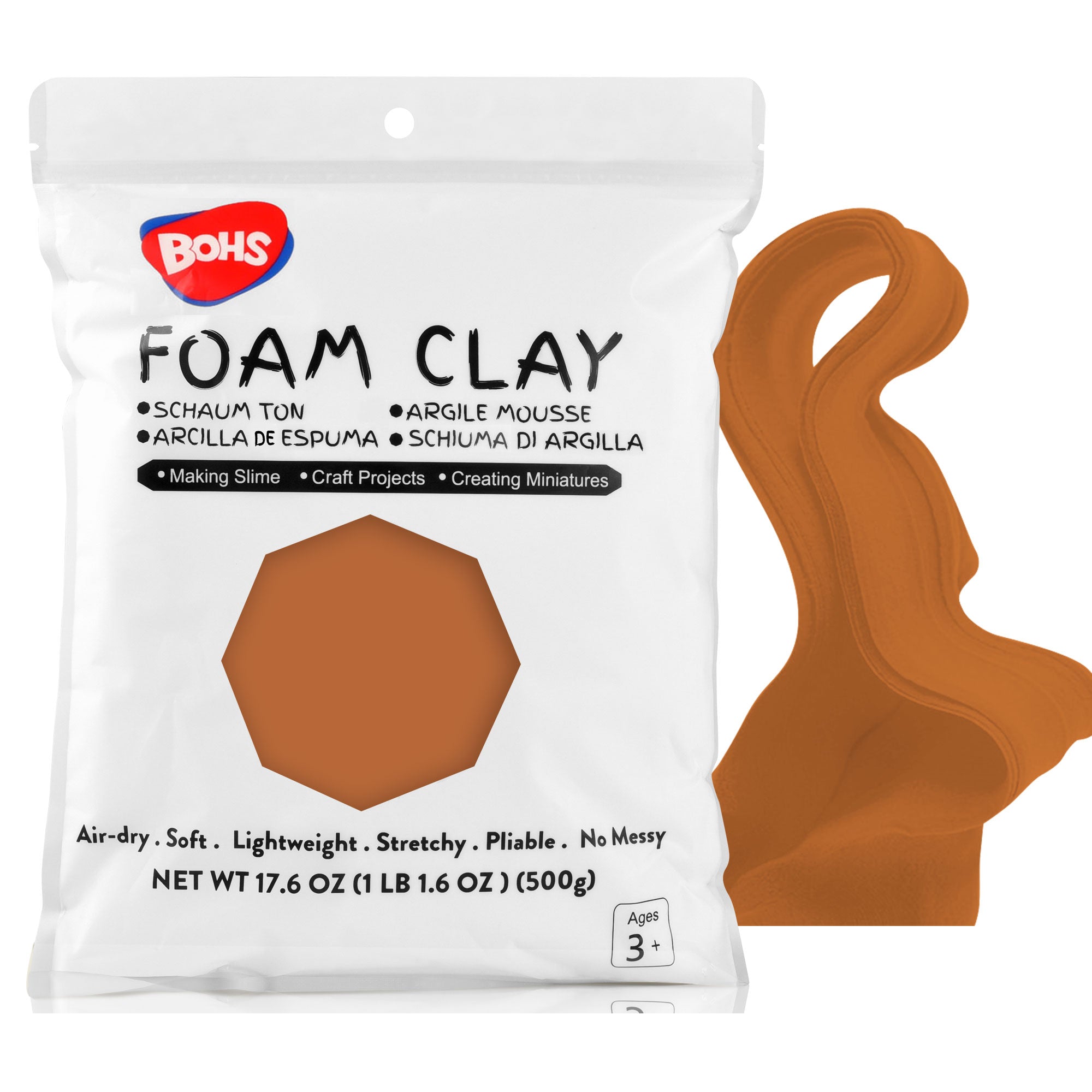 BOHS White Ultra-Light Slime and Foam Modeling Clay, Air Dry, para artes y manualidades preescolares, 1.1 lbs / 500 gramos