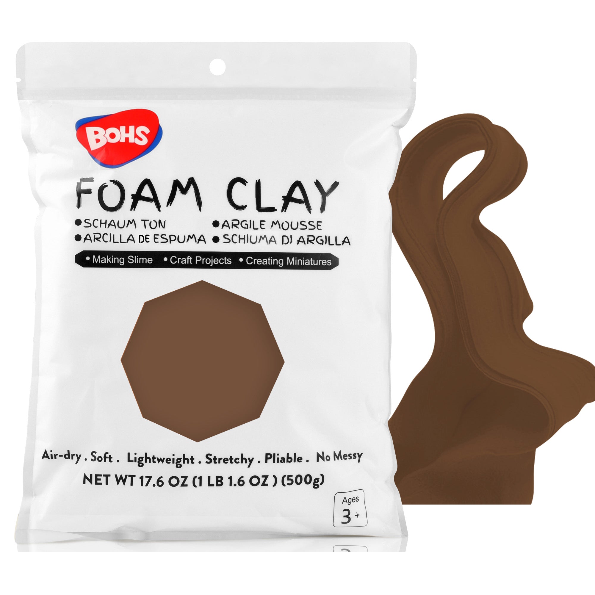 BOHS White Ultra-Light Slime and Foam Modeling Clay, Air Dry, para artes y manualidades preescolares, 1.1 lbs / 500 gramos