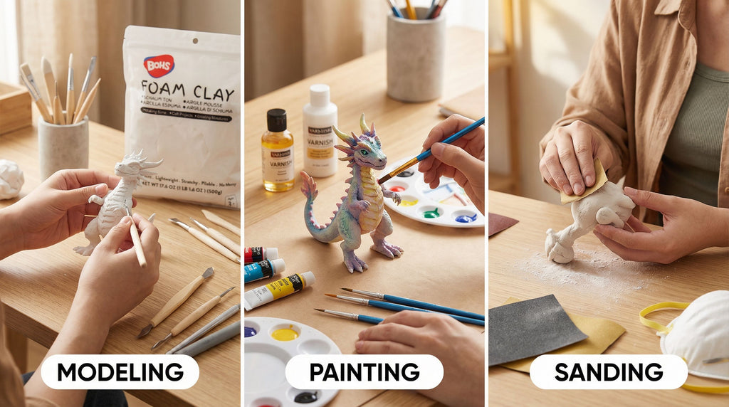 BOHS Modeling Foam Clay - Squishy,Soft, Air Dry -for School Project,Cosplay,Fake Bake, Slime Supplies-1.1 Lbs/ 500 Grams