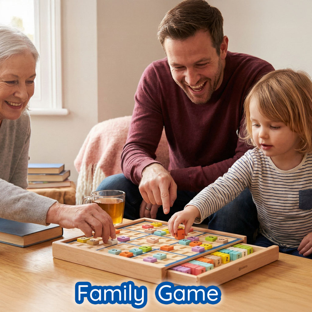 BOHS Wooden Color Sudoku - 3 in 1 Easy to Hard - with Book of 320 Sudoku Puzzles - Desktop Brain Teaser Game Toys