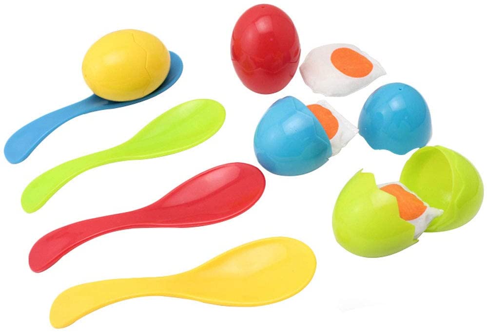 BOHS Egg and Spoon Race Game Set with Yolk - Backyard Lawn Family Fun - Field Fair Sport Christmas Party Toy for Kids
