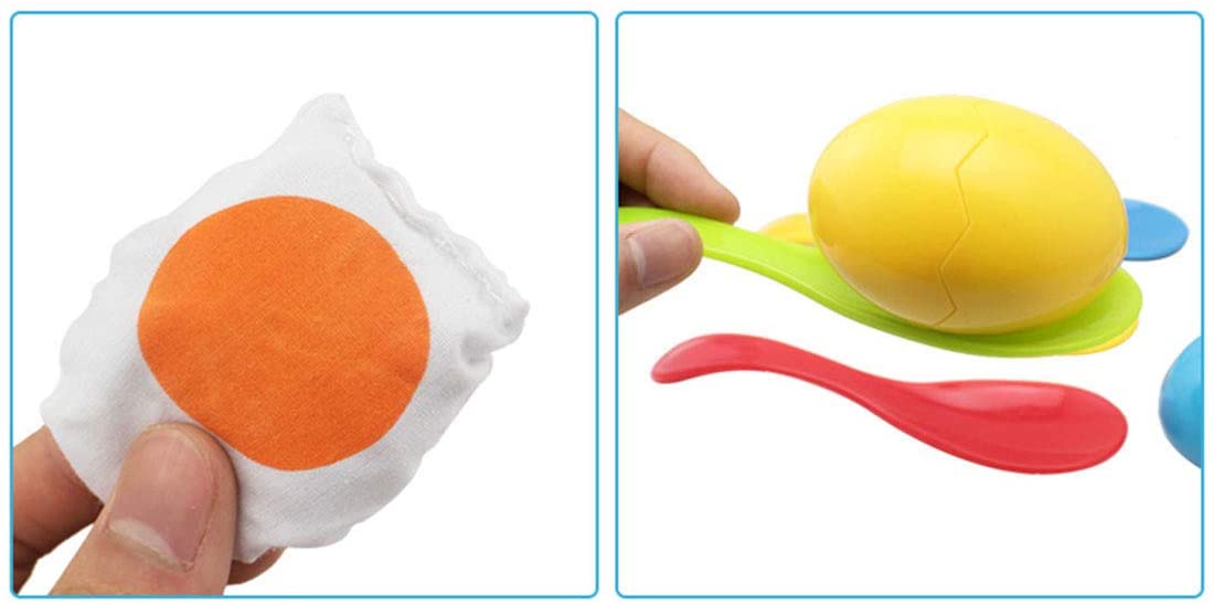 Juego de carreras de huevos y cucharas BOHS con yema - Diversión familiar en el césped del patio trasero - Juguete de fiesta de Navidad deportivo de feria de campo para niños 