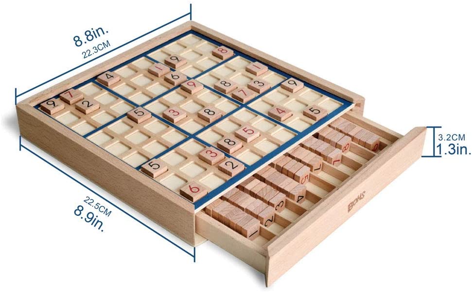 Jeu Sudoku En Bois Avec Tiroir - 100 Puzzles Pour Adultes
