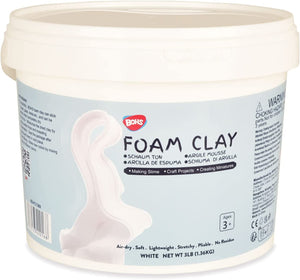 BOHS White Squishy Slime and Modeling Foam Clay, Air Dry, for School Arts & Crafts Project ,3 Pound/ 1.36 KG, Age 3 Years & up