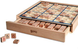 BOHS Wooden Sudoku Board Game with Drawer - with Book of 100 Sudoku Puzzles - Math Brain Teaser Desktop Toys