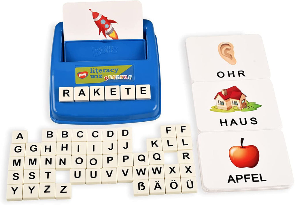 BOHS German Literacy Wiz Fun Game - 120 Words 60 Flash Cards - Preschool Language Learning Educational Toys