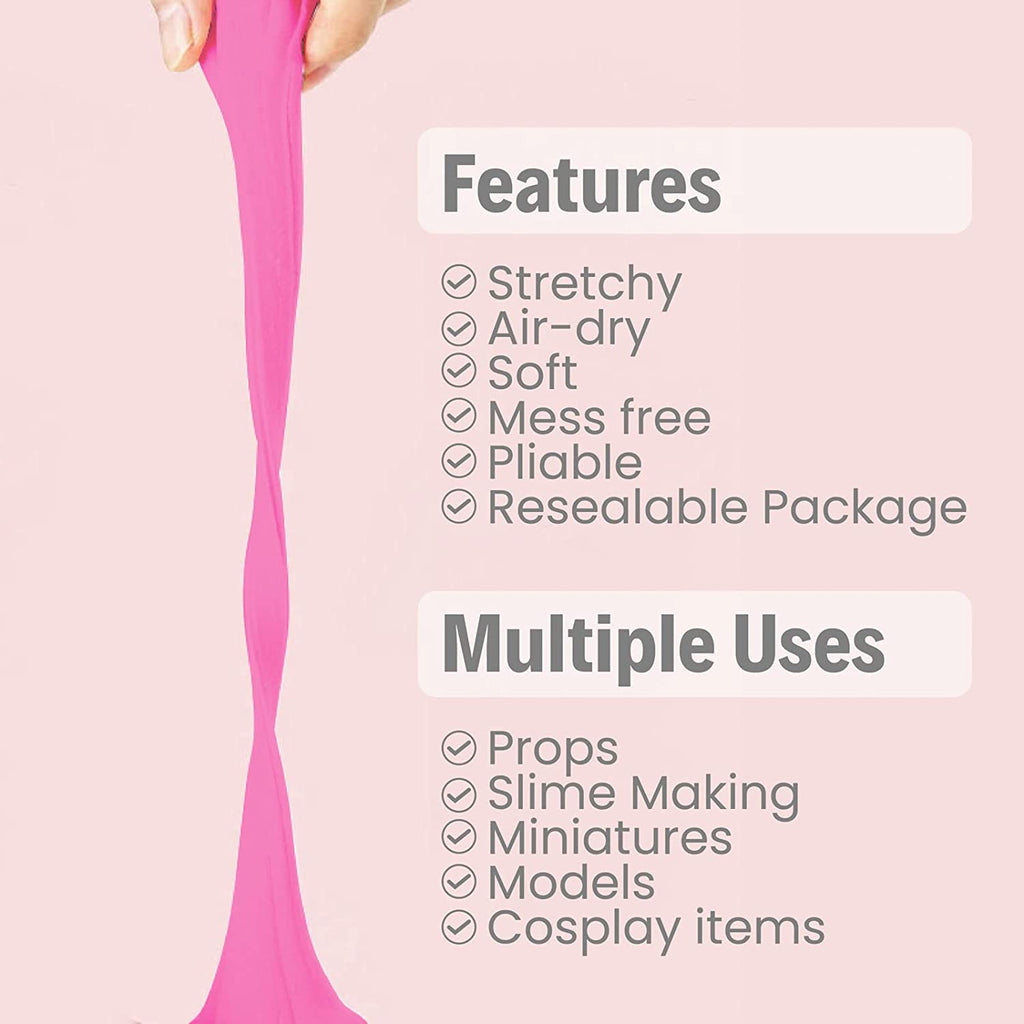 BOHS Pink Modeling Foam Clay, Soft Air Dry, for School Project, Butter Slime, Fake Bake - 1.1 Lbs/17.6 OZ, Age 3 Years & up