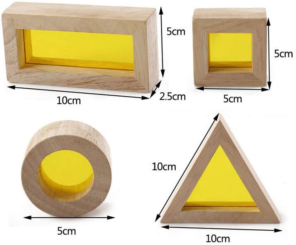 Rainbow Sensory Blocks (24 pcs) - Wooden Toys for Toddlers- Play on Light Table/Sunny Window