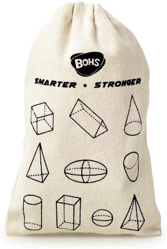 3D Shapes Guess Game - Solid Figures Geometry Miniature Set in Mystery Bag - Wooden Montessori Toys - Pack of 10pcs - Ages 3 and Up