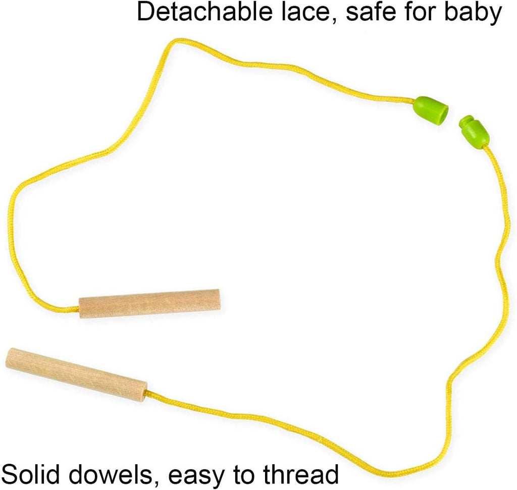 BOHS Caterpillar Lacing Block Beads - Toddler Learn Math Counting, Numbers and Shapes-  Early Development Toys