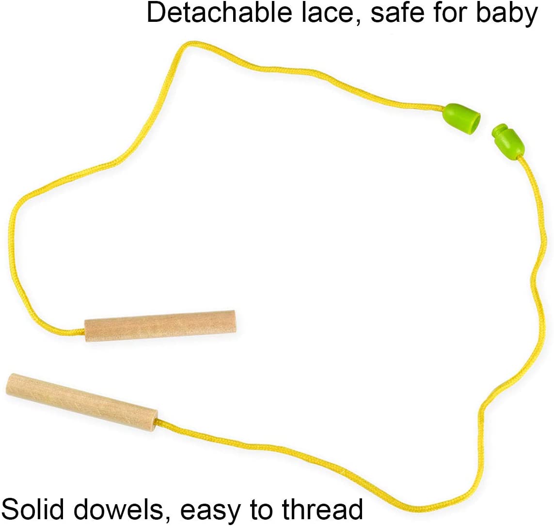 BOHS Caterpillar Lacing Block Beads - Toddler Learn Math Counting, Numbers and Shapes-  Early Development Toys