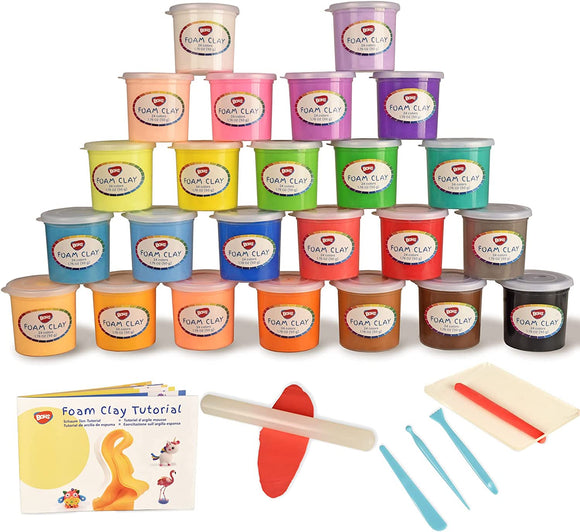 BOHS Squishy Slime and Modeling Foam Clay Kit for Kids, Air Dry, for School Arts & Crafts Project , 24 Colors ,1.76 OZ (50 Grams)/Color,Ages 3 & Up